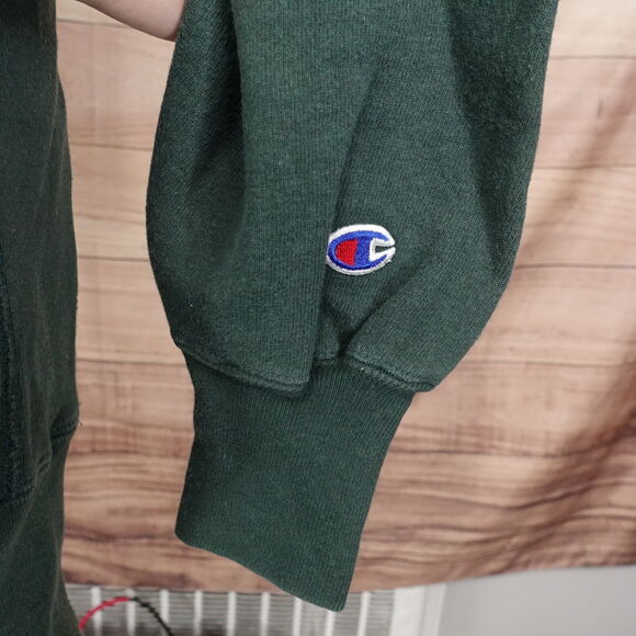 VINTAGE CHAMPION REVERSE WEAVE GREEN BLANK USA MADE CREW NECK SWEATSHIRT L 90s - Picture 5 of 8